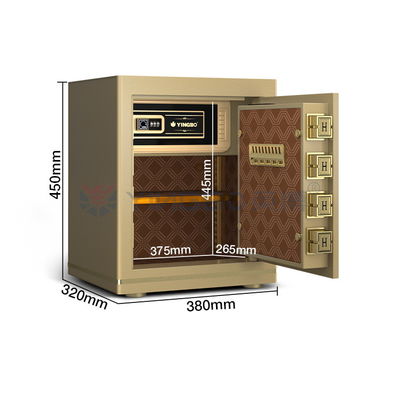 H450mm Złoty Zamek Biurowy Pudełko Odciski Palców Zamek + Hasło + Klucz