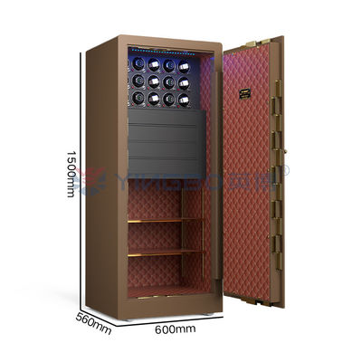 Solid Steel Brown Jewelry Safe Biometric Fingerprint Lock H1500mm Luksusowe sejfy zegarków