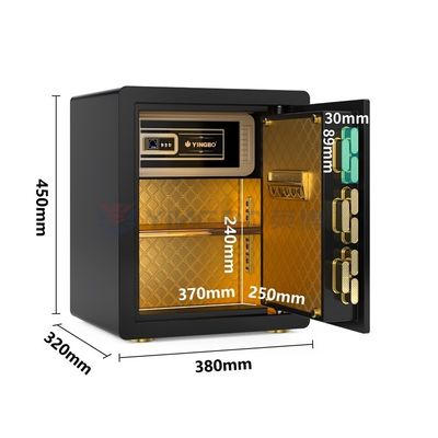 Zamknięcie odciskiem palca Smart Home Safe Box Alarm podwójny 26kg ((czarny)