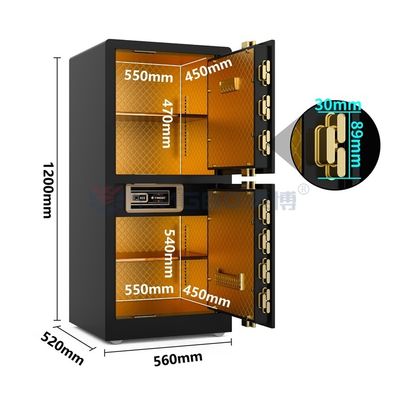 H1200mm Dwukrotny alarm Dwukrotny sejf Biometryczny sejf czarny