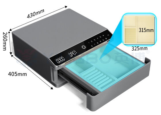 Skrzynka na biżuterię pokryta skórą z podwójnym alarmem i automatycznym otwarciem, jednowarstwowa