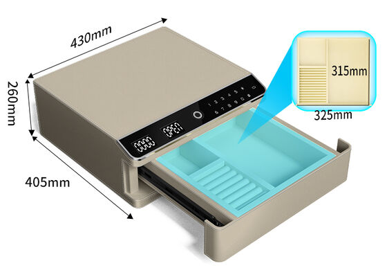 Skrzynka z biżuterią o jednej warstwie skórzanej z biometrycznym zamkiem i stalowym korpusem