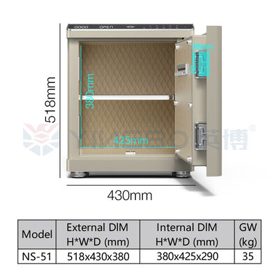 Biometryczna inteligentna sejf ze stali litej, podwójny alarm, port USB, oświetlenie LED